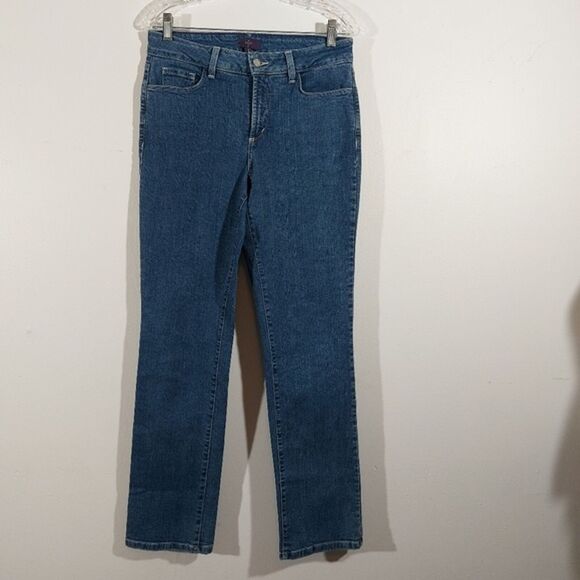 NYDJ Blue Denim Straight Leg Jeans Size 10 - Picture 2 of 13